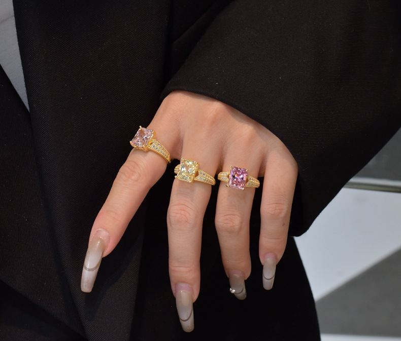 Fashion Geometric Sterling Silver Inlay Zircon Rings 1 Piece