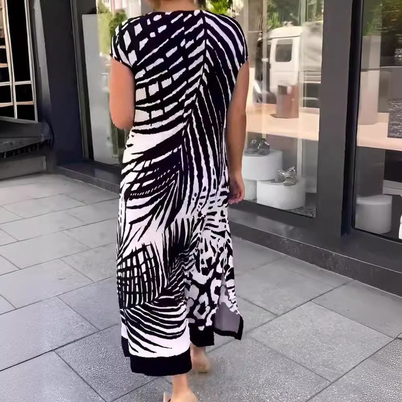 Tropical Palm Leaf Amazon 3D Digital Print Plus Size Women's V Neck Dress Summer One-Piece 3D Stereo Print