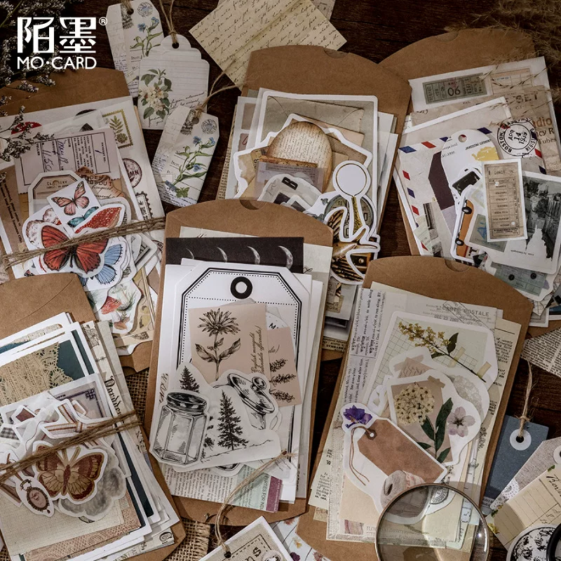 Cross -border Mo Mo Material Bags Retro Collection Room серия гриб-бабочка Ежемесячный DIY постер 30 листов