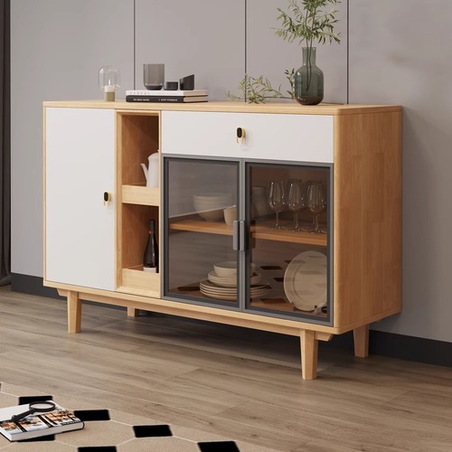 Nordic solid wood sideboard modern minimalist living room tea cabinet household multi-functional wall storage cabinet kitchen cupboard