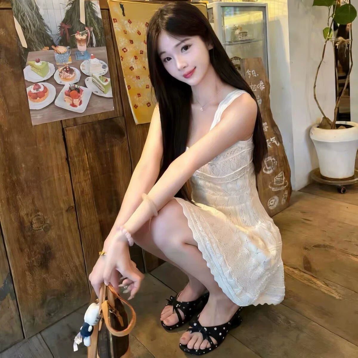 Genuine design retro minimalistic sandals with bow
