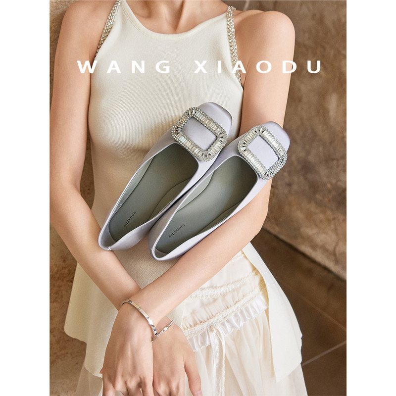 【王小毒】矜华●丝光水钻浅口单鞋女2025夏新款方扣优雅宴会通勤|undefined