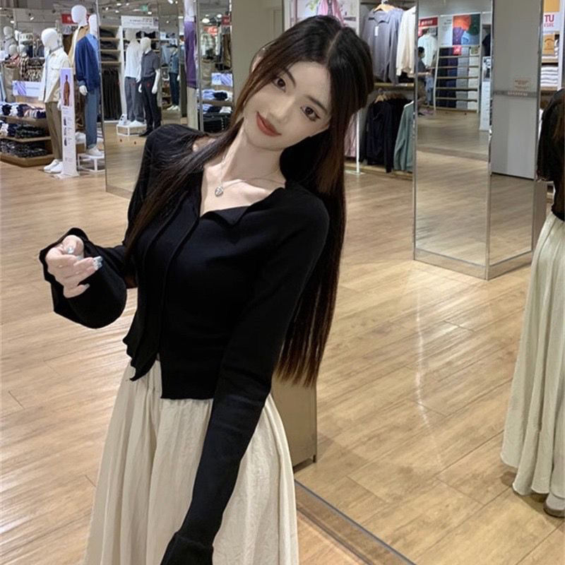 秋季新款女装套装休闲时尚v领喇叭袖上衣阔腿裤裙今年流行两件套|undefined