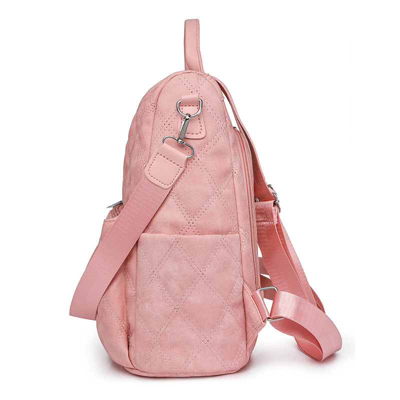 Nueva mochila de cuero suave antirrobo para mujer de gran capacidad y moda Lingge al aire libre mochila de doble uso para viajes ligeros al por mayor