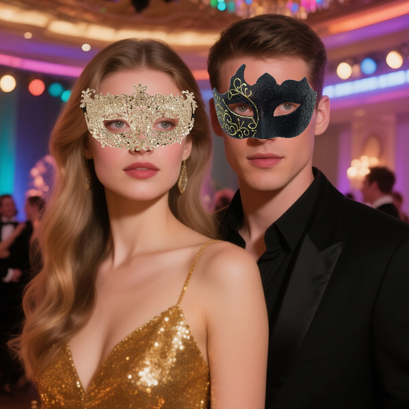 Máscara de zorro hueco transfronteriza polvo polvo máscara multiángulo máscara de mitad de cara máscara de Halloween carnaval máscara de baile