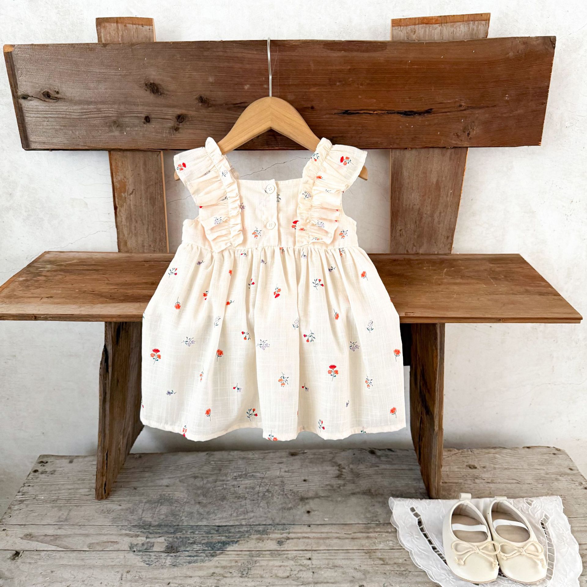Ins verano chaleco de estilo nórdico de niñas encantador vestido de estilo de princesa para niños pequeños y medianos falda casual suelta