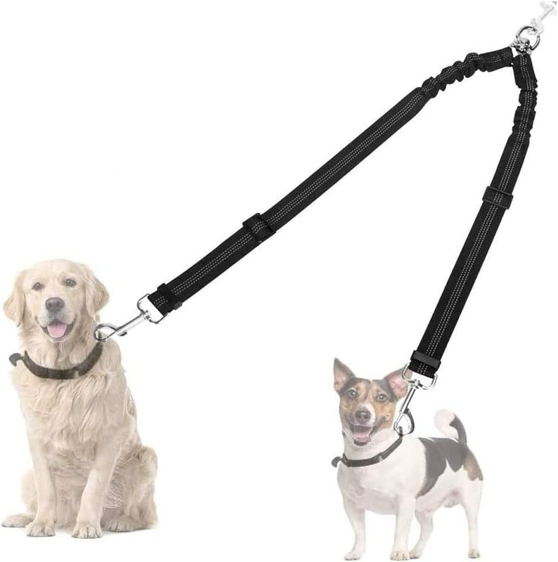 Amazon cross-border explosion-proof dog punching large dog chain one drag two more dogs pet double-headed leash dog walking leash