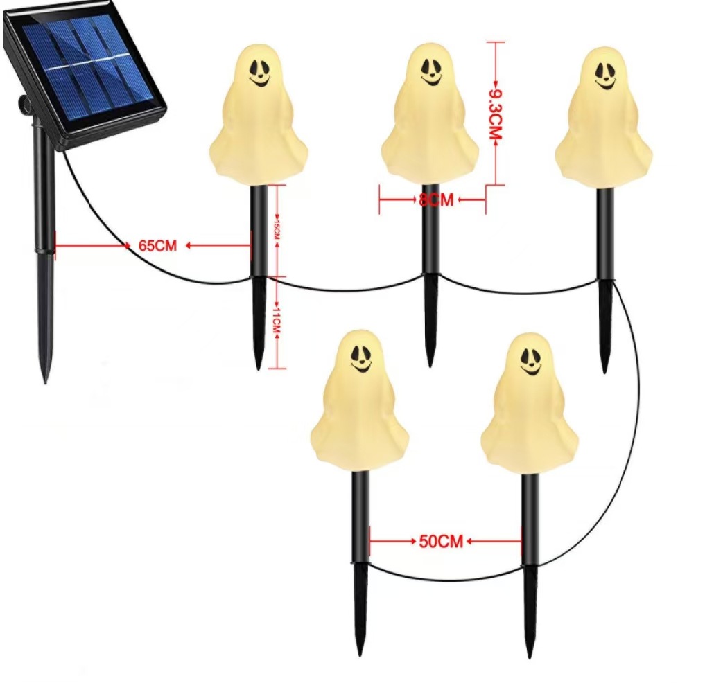 Nuevos productos transfronterizos de Halloween jardín al aire libre impermeable decoración de lámparas LED calabaza fantasma lámpara solar