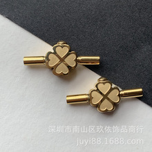 爱心形四叶草饰品扣皮绳手绳连接扣头不锈钢钛钢真空保色电镀配件