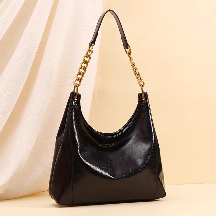 High End Women's Tote Bag Large Leather Shoulder Bag With Chain_voghion.com