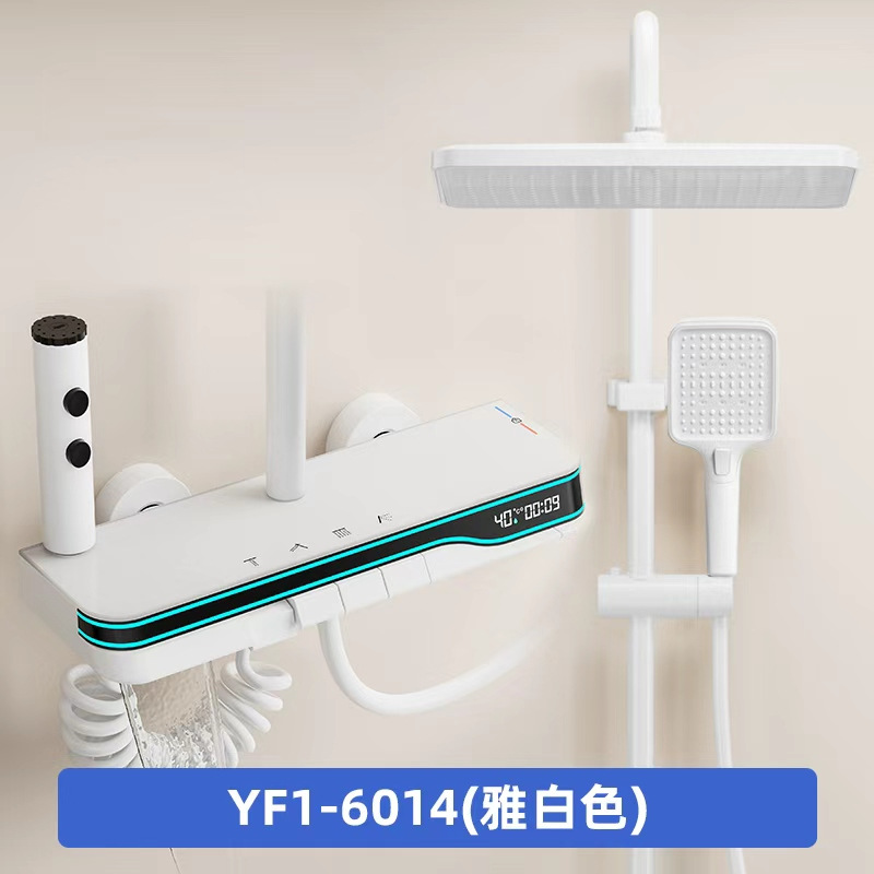 Ducha de baño doméstico conjunto de teclas de piano mixtas de pulverización presurizada de cobre caliente y frío agua superior pulverización hotel idéntico