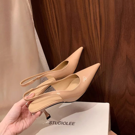Grape Mom studiolee Elegant Small Pointed Shallow Mouth Empty Elegant Two-Wear Kitten High Heel Shoes for Women Spring