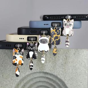 Cute cat tail black and white mobile phone dustproof decoration accessories for mobile phone dustproof plug charging port