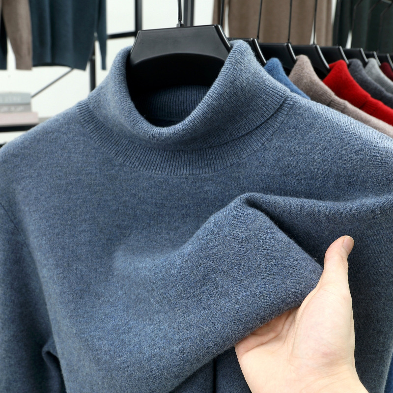 100% Pure Wool Autumn and Winter Turtleneck Sweater Men's Solid Color Loose Thickened Warm Wool Bottoming Shirt Men's Top 100% Pure Wool Autumn and Winter Turtleneck Sweater Men's Solid Color Loose Thickened Warm Wool Bottoming Shirt Men's Top