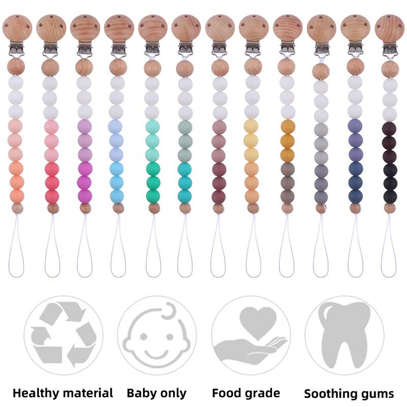 Nuevo bebé suministros de haya chupete clip creativo bebé DIY silicona color juego mordedura cadena anti-gota