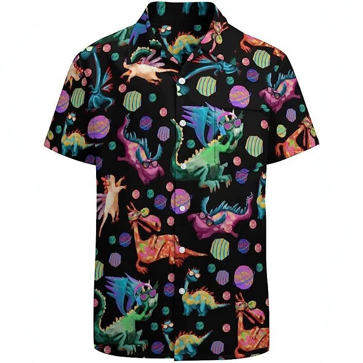 New cross-border Men's carnival carnival printed casual breathable short-sleeved Hawaiian shirt