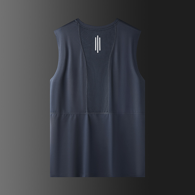 Camiseta sin mangas para hombres de verano delgada chaleco deportivo de hielo cuello redondo transpirable hombro camiseta de ejercicio para mujeres de yoga