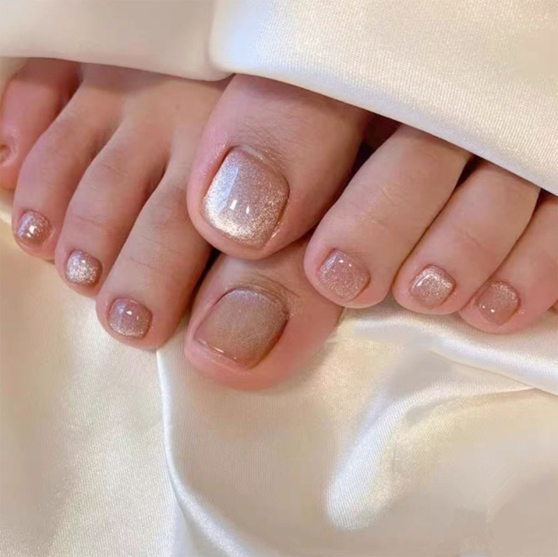 Nude color toe nail patch stone cat eye wear nail nail nail piece finished nails white nail wholesale Nude color toe nail patch stone cat eye wear nail nail nail piece finished nails white nail wholesale