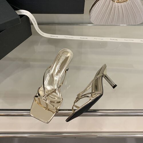 Square head and toe sandals for women with fine heels for summer and autumn new style with fine belt and hollow high heels half slippers