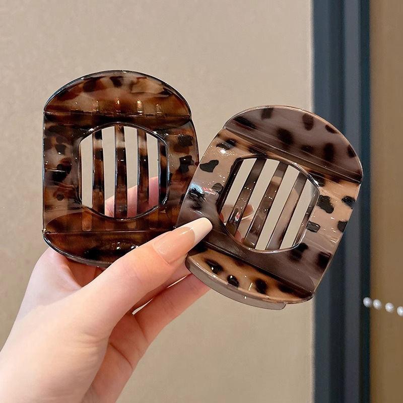 Curry leopardo patrón de pato clip clip de cabello de cabeza detrás clip de cabello de alta calidad mujer clip de cabello de moda temperamento clip tocado