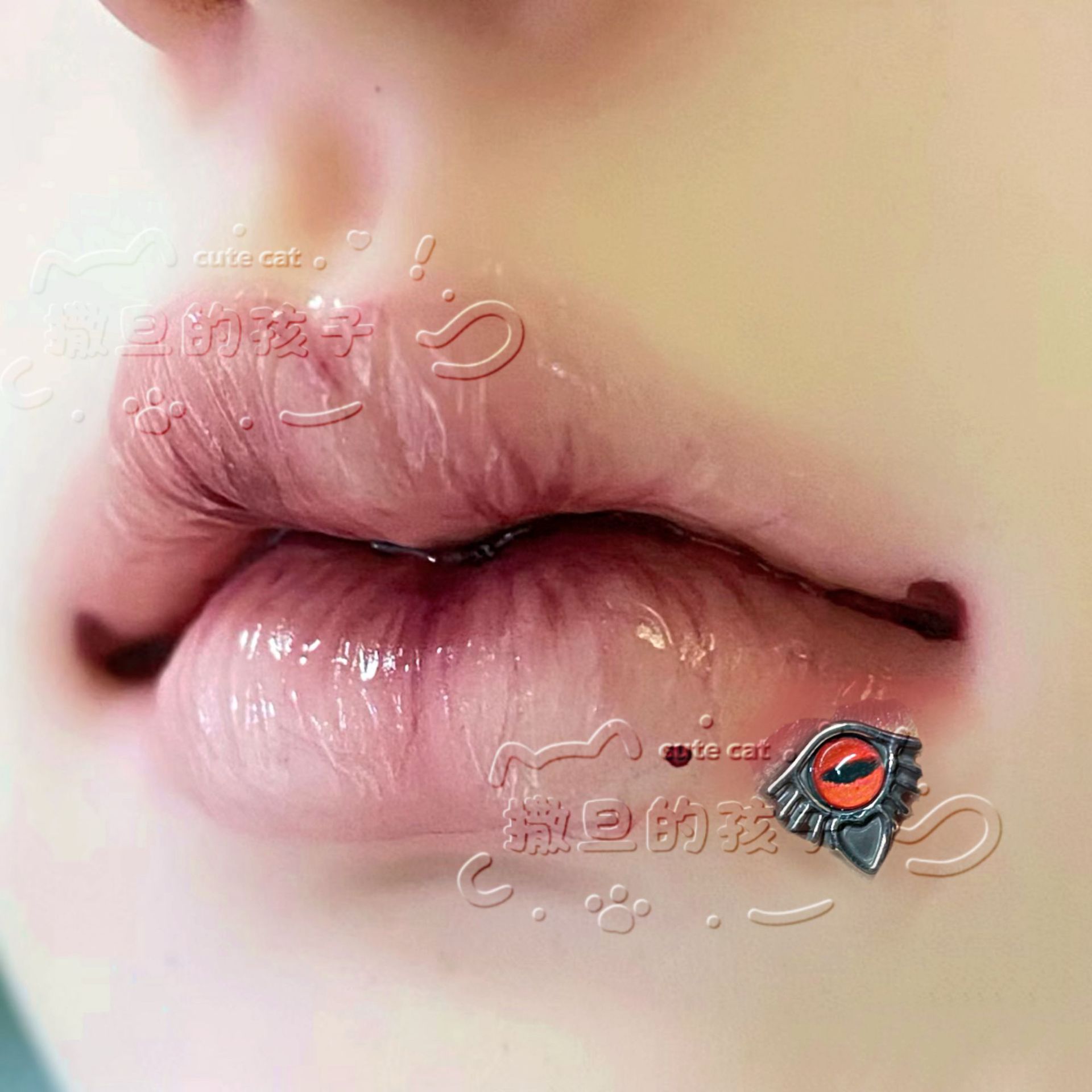 Pointed labret stud close-up product detail