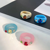 Brand small design stone inlay handmade, ring, acrylic resin, South Korea, trend of season, on index finger