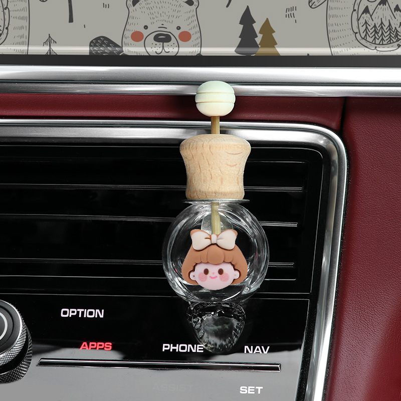 Aromaterapia de coche nuevo 2024 aire acondicionado de coche salida de aire botella de decoración perfume fragancia ligera de larga duración pequeña decoración de coche