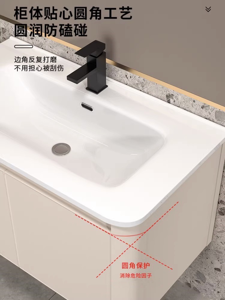 Gabinete de baño de aluminio espacio simple lavabo de baño combinación de gabinete de cerámica integrado lavabo Placa de roca mesa de lavado