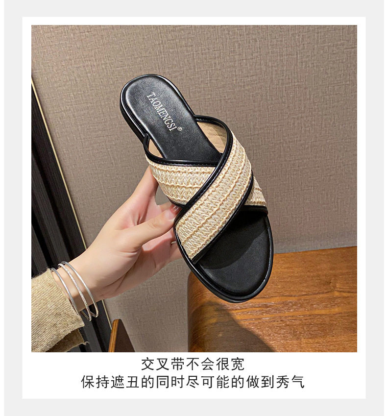 Dép sandal nữ quai chéo mũi tròn hở ngón đế dày phối màu, đế cao 3 cm — Màu Mơ (Dép lê), Màu Mơ (dép), Màu nâu (dép), Màu đen (dép) chi tiết 12