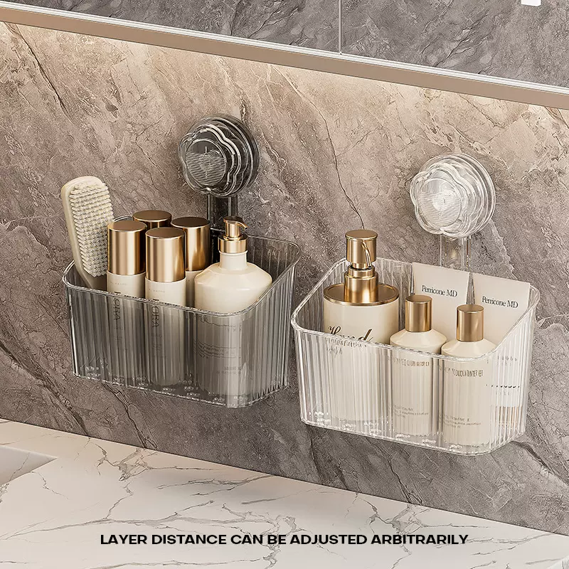 化妆品沐浴露洗发剂浴室用品收纳多功能免打孔浴室吸盘收纳架批发