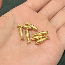 925古法银镀金小黄鱼转运珠女diy红绳手链隔珠配件年年有鱼配饰