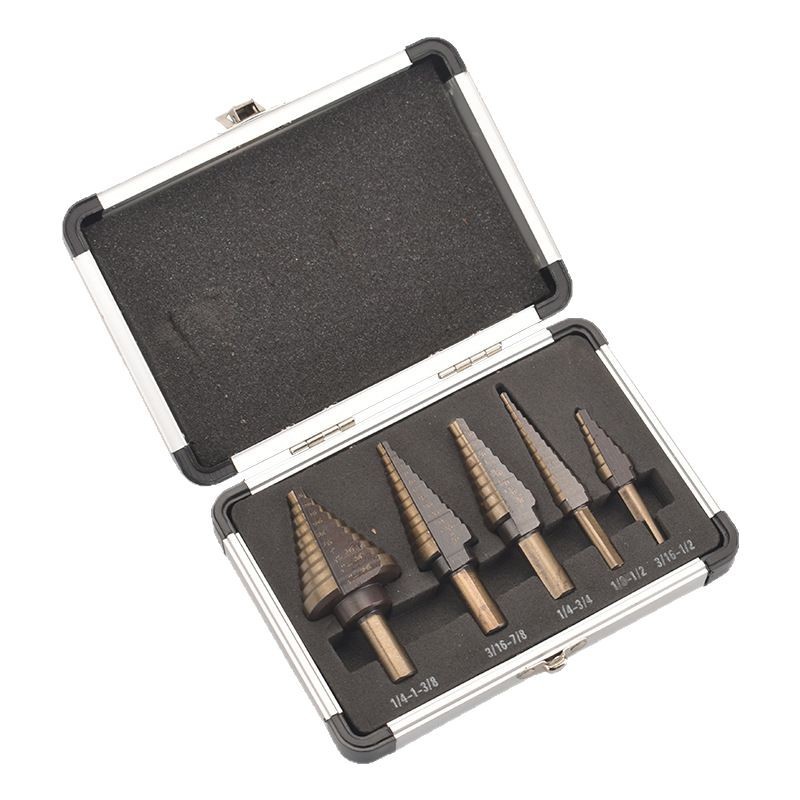 5 unids negro amarillo pagoda broca traje de acero de alta velocidad paso taladro agujero abrelatas al por mayor triángulo vástago británico paso Taladro