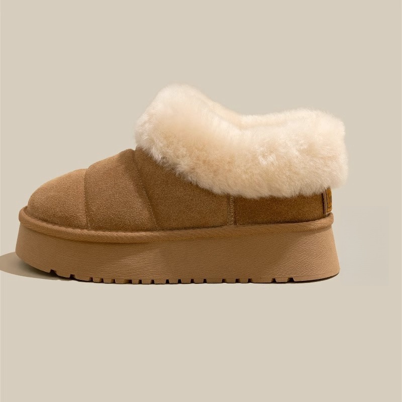 Hot style furry brood sneeuwlaarzen voor vrouwen 2024 winter nieuwe dikke zool verhogende bont mond plus fluweel verdikte casual katoenen schoenen_voghion.com