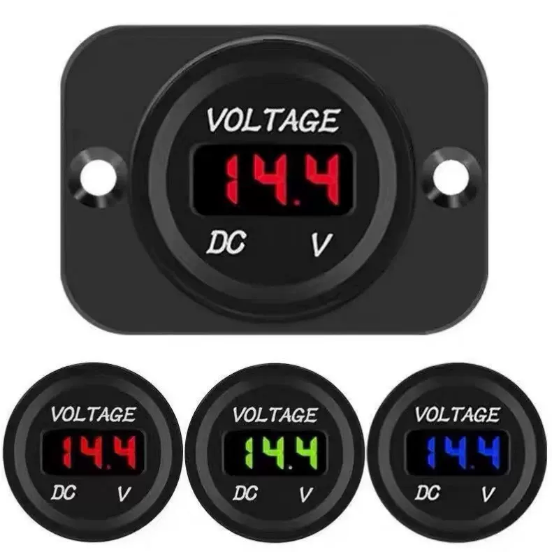 新款改装汽车电瓶电压表直流LED数显车载电压表检测仪12-24V