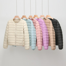 2025秋冬新款时尚无领波浪短款轻薄款羽绒服女拉链内搭外套保暖潮