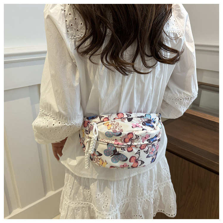 Women's Medium Oxford Cloth Butterfly Leopard Streetwear Dumpling Shape Zipper Shoulder bag monogram Saddle bag monogram display picture 17