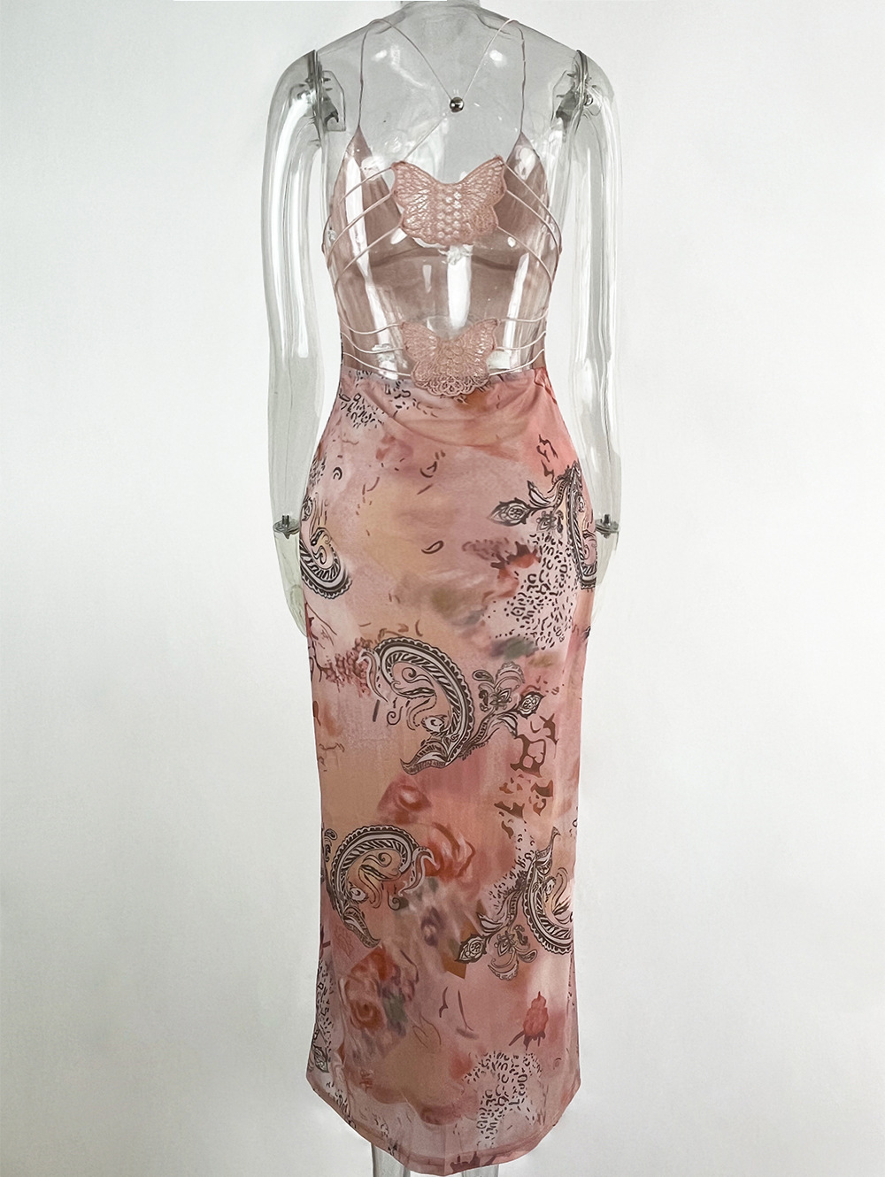 Shadow Floral Dress 黑白影子印花修腰連身裙/ DS9953 main image 1