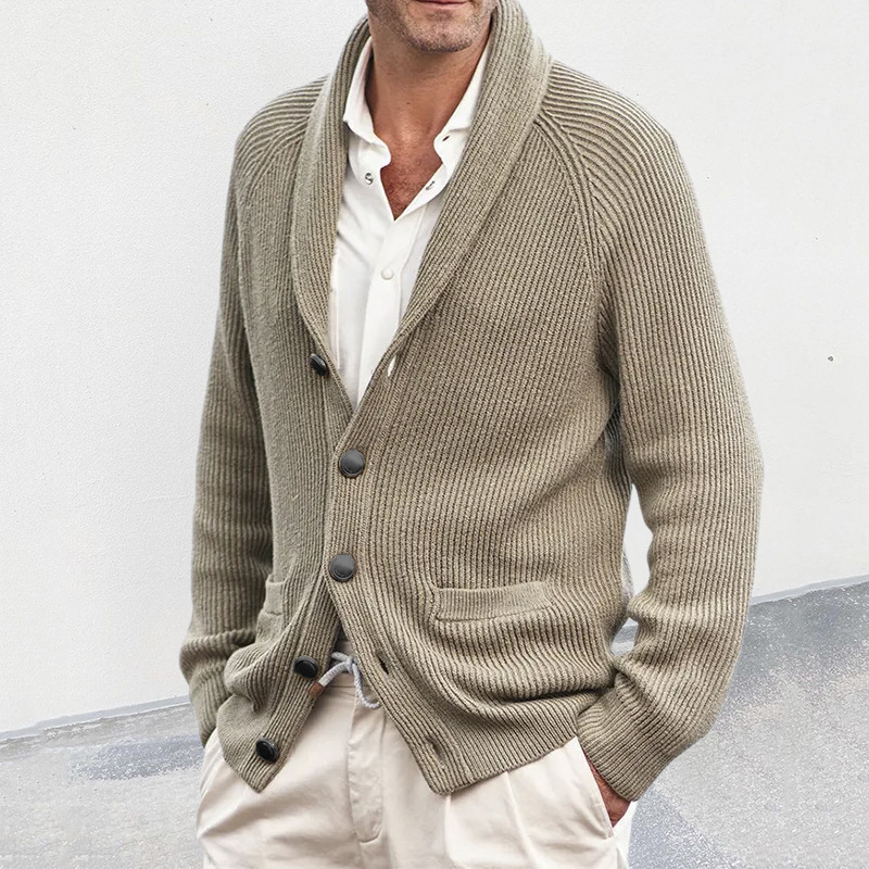 Men's Cardigan Sweater Turn-down Collar Knitted Jacket For Autumn_voghion.com