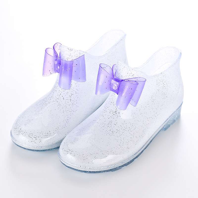 Children's Rain Boots Girls' Anti-slip Water Shoes Baby's Rain Boots Children's Students Rubber Shoes Children's Princess Bow Crystal Shoes