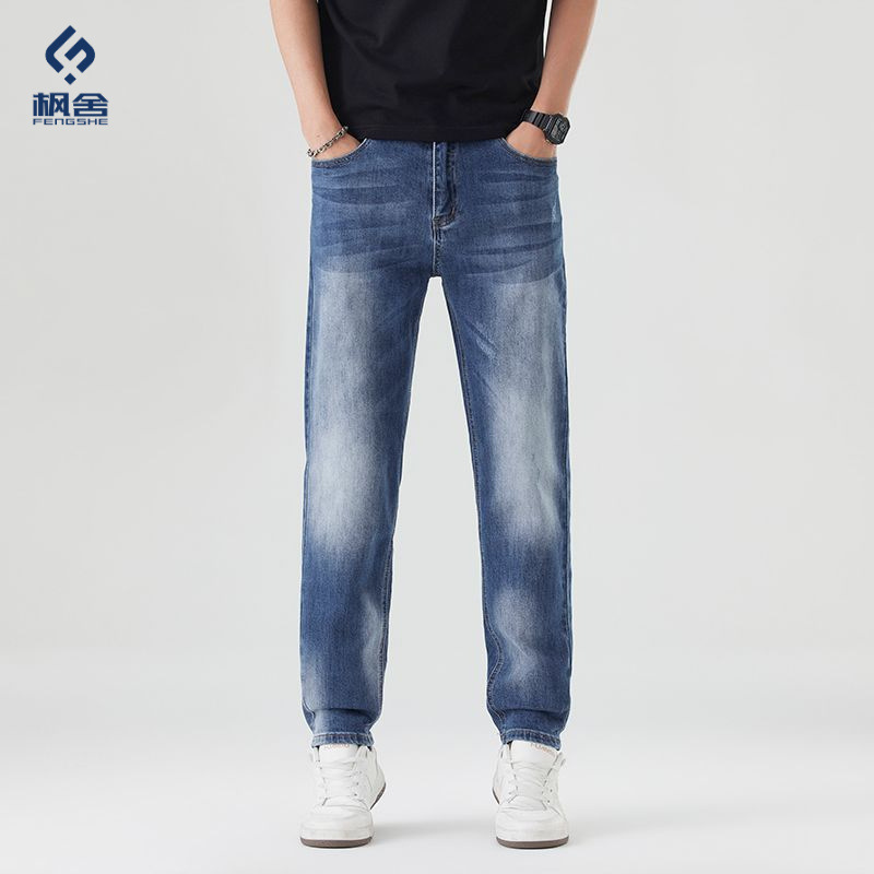 Popular Men's Clothing / Spring and Summer New Straight-Leg Pants Retro Jeans for Men Slim-Fit Casual Versatile Long Pants