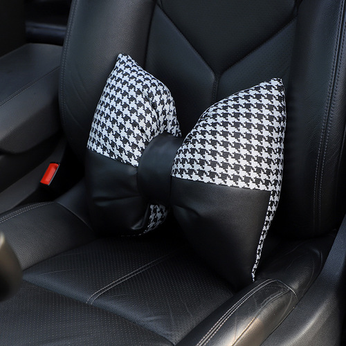 Car headrest and lumbar support Butterfly houndstooth car comfortable pillow and neck pillow Fashion classic car cushion