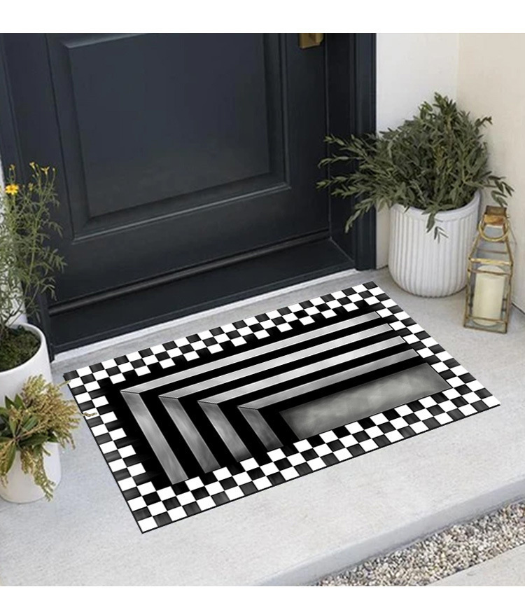 Cross-border Fun Halloween Door Mat Warning signs Decorative Foot Mat Amazon Daifa Pumpkin Head Mat Carpet