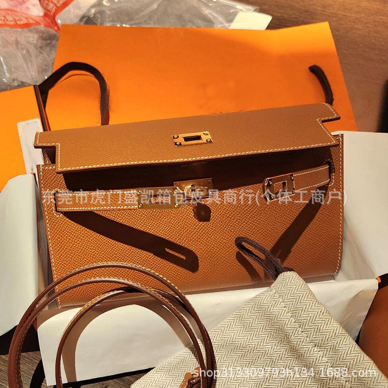 手工蜡线epsom牛皮woc凯莉to go真皮斜挎手拿单肩长钱包迷你女包