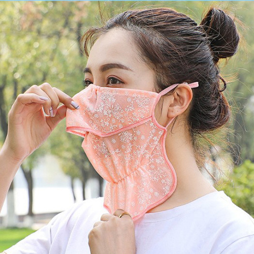 Factory Summer Thin Model Women's Dustproof Breathable Sunshade Face Mask Neck Full Protection Open Mouth Face Cover