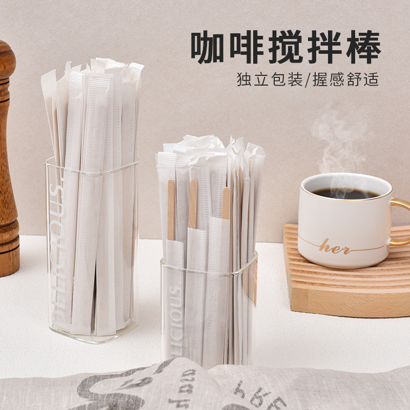 madera desechable barra de mezcla de café envasado independiente té de leche bebida caliente barra de mezcla de leche en polvo para bebés barra de mezcla de leche