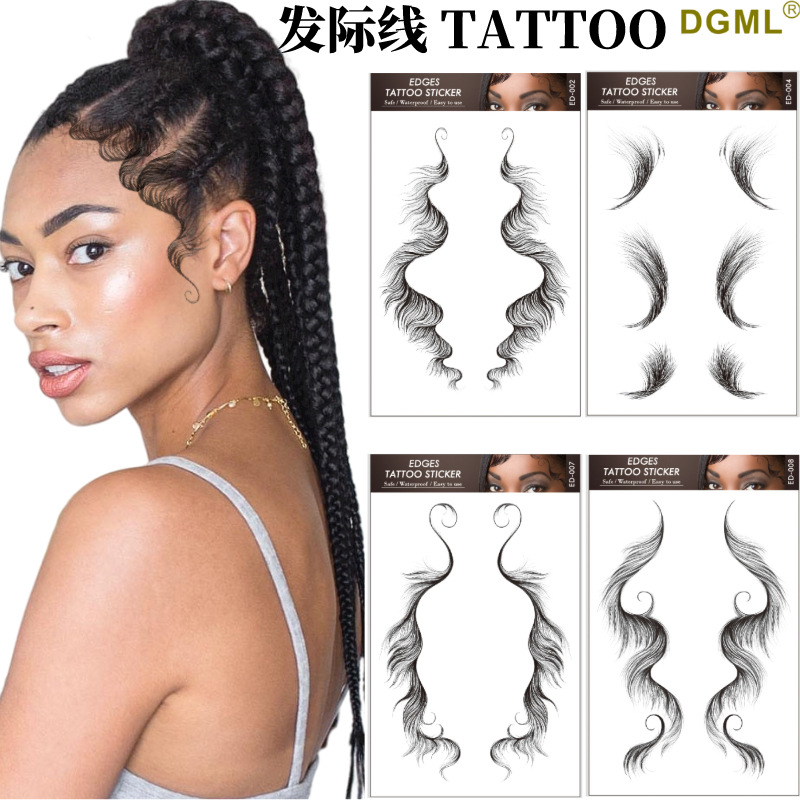 Black bangs tattoo stickers imitation ec...