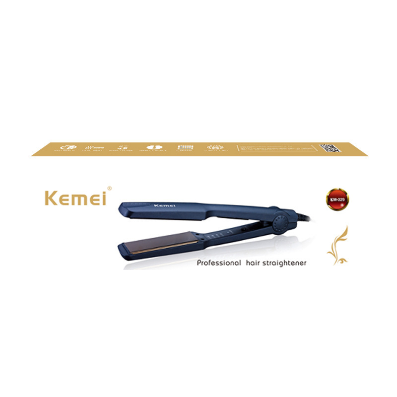 Plancha de Pelo Kemei KM-329 de Calentamiento Rápido con Temperatura Constante y Pantalla Digital para Uso Doméstico, Rizador de Pelo, Venta al por Mayor para Comercio Exterior