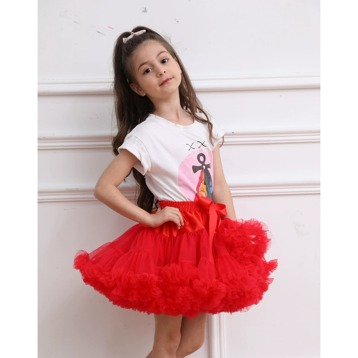 Калории Новая детская сетчатая юбка Принцесса Торт Пышная юбка Юбка без костей Юбка-пачка для девочек