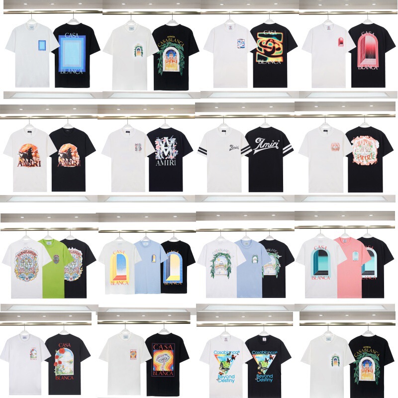 Cross-Border Foreign Trade New Model Casablanca Short-Sleeve Dreamland Gate Print Amiri Unisex Crew Neck Short-Sleeve T-Shirt Cross-Border Foreign Trade New Model Casablanca Short-Sleeve Dreamland Gate Print Amiri Unisex Crew Neck Short-Sleeve T-Shirt