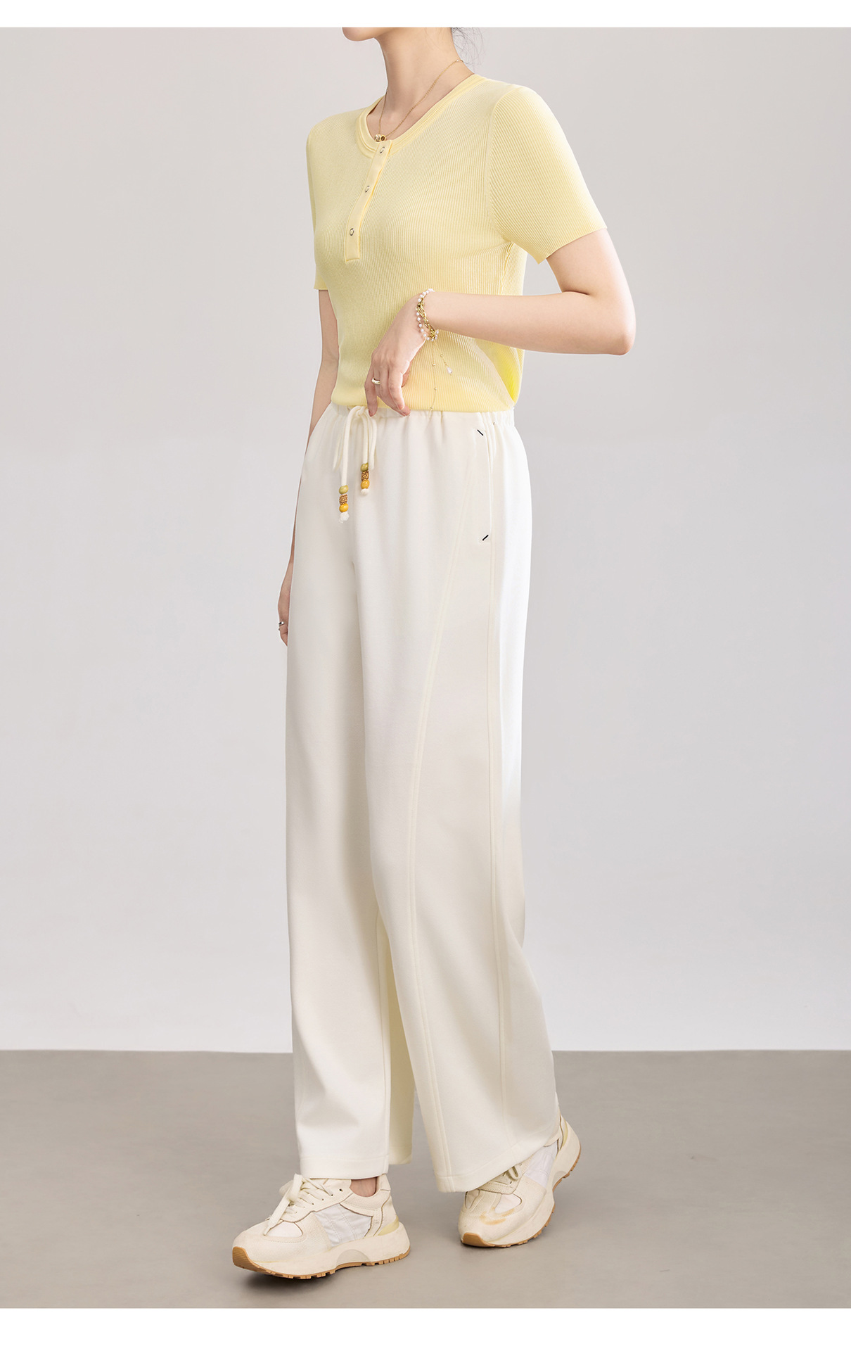 Quần culottes nữ ống rộng cạp thun dây rút vải mềm rủ — màu sắc chi tiết 22